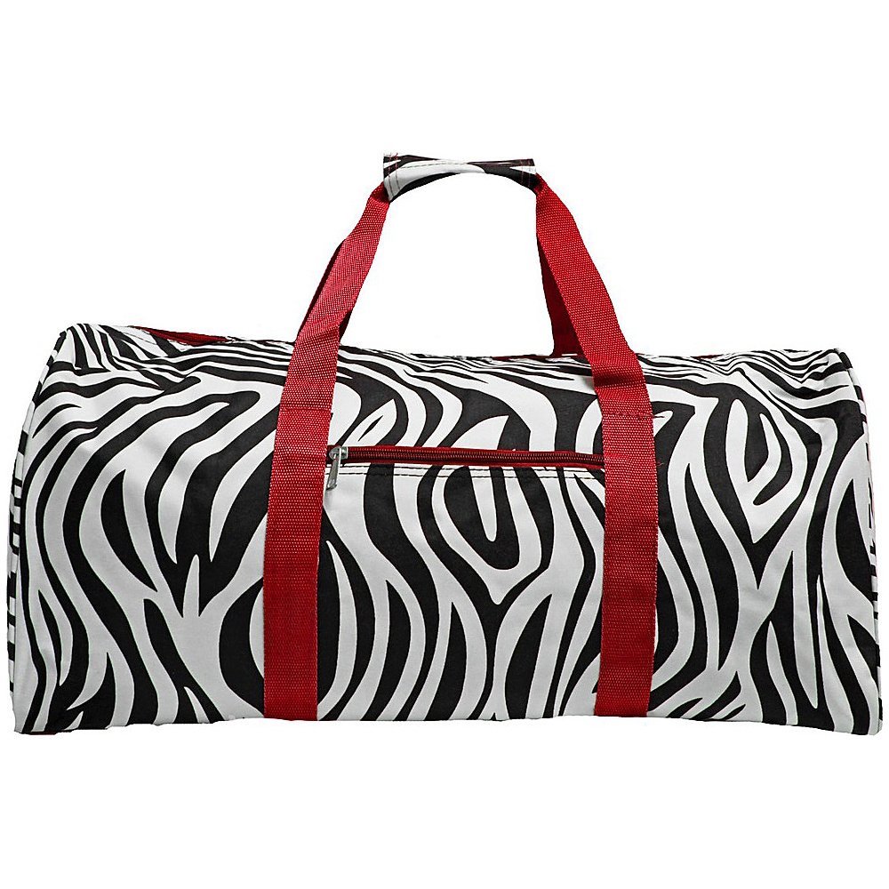 World Traveler Zebra 22 Lightweight Duffle Bag Red Trim Zebra World Traveler Rolling Duffels