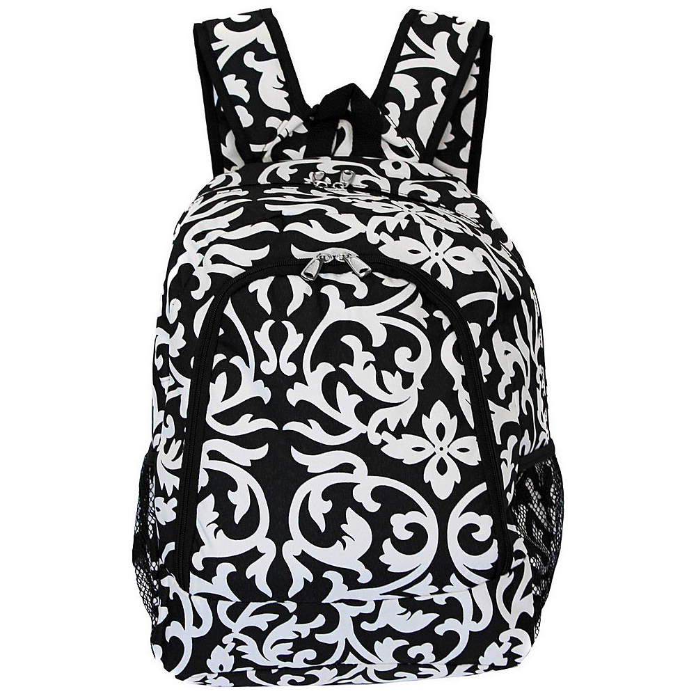 World Traveler Damask 16 Multipurpose Backpack Black Trim Damask World Traveler Everyday Backpacks
