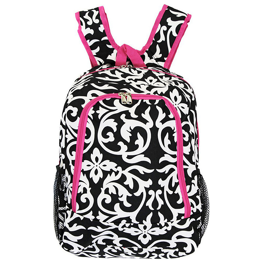 World Traveler Damask 16 Multipurpose Backpack Pink Trim Damask World Traveler Everyday Backpacks