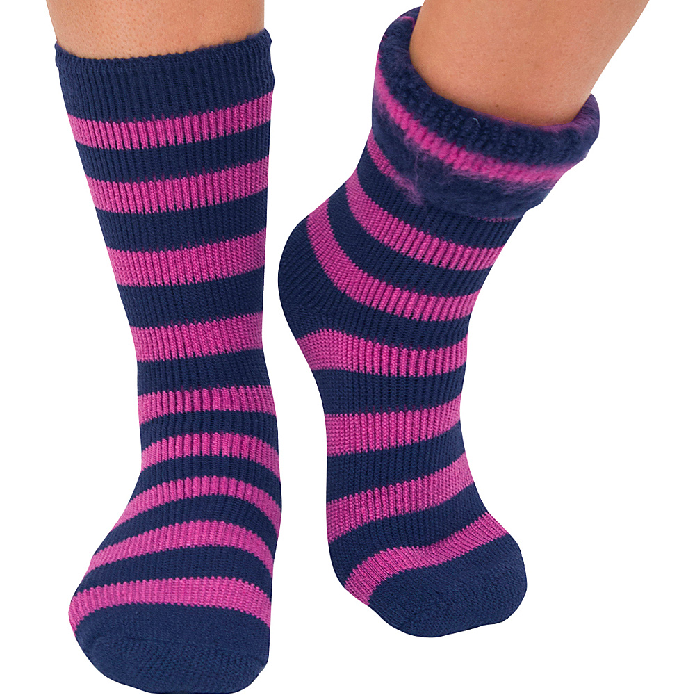Magid Sole Solutions Ladies Stripe Crew Navy Magid Women s Legwear Socks