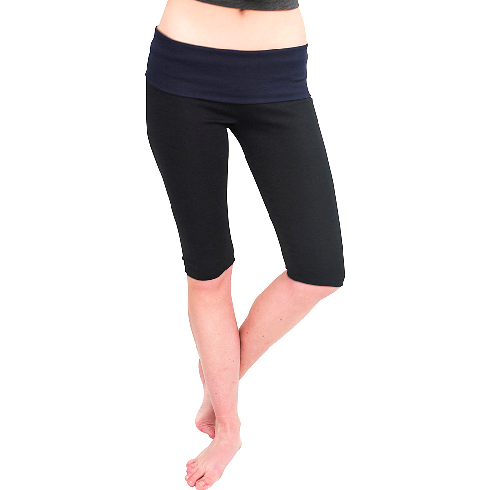 Magid Capri Length Flap Over Yoga Pants Black Blue Small Medium Magid Women s Apparel