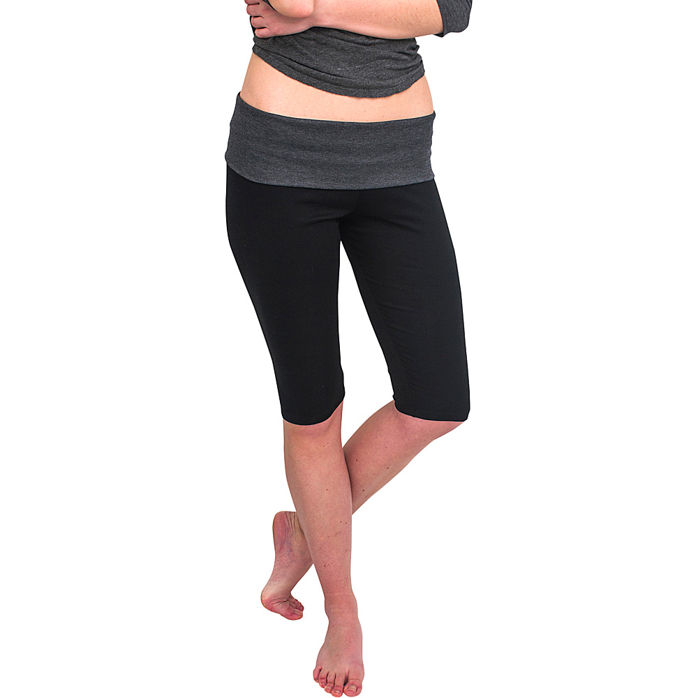 Magid Capri Length Flap Over Yoga Pants Black Grey Magid Women s Apparel