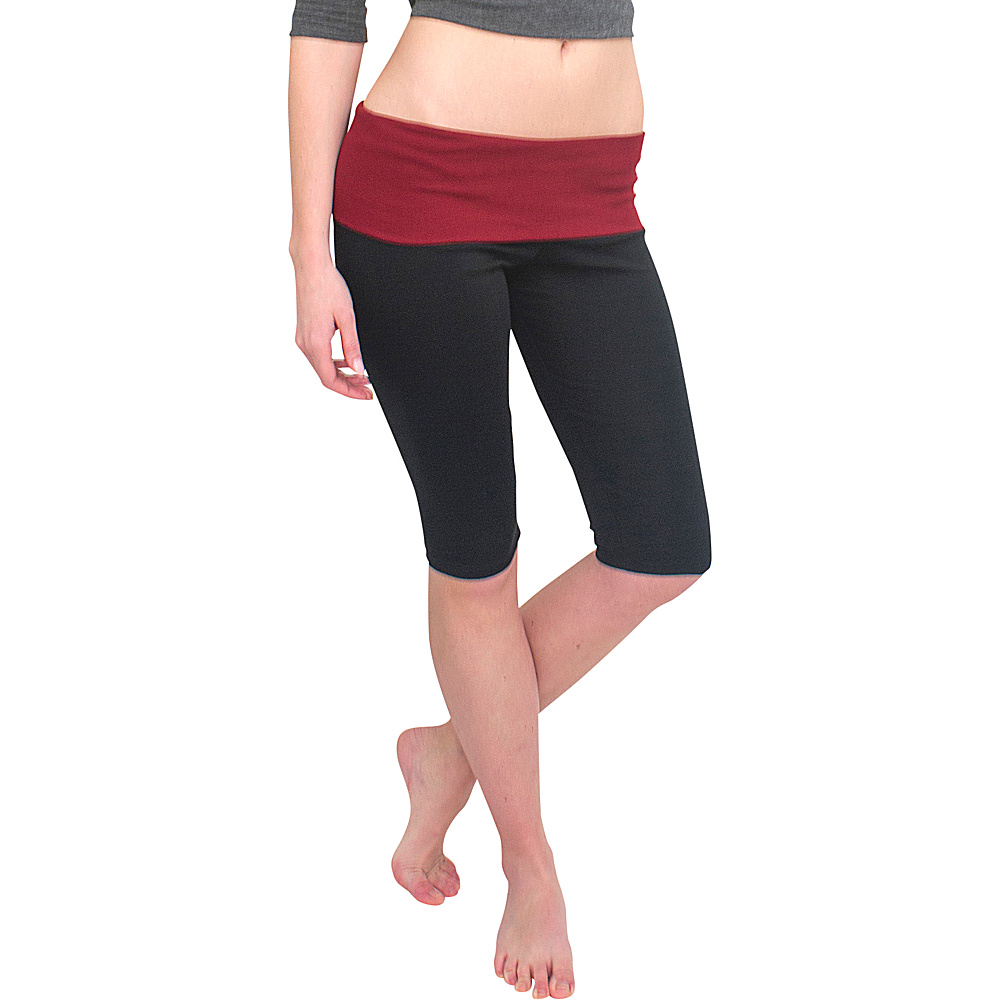 Magid Capri Length Flap Over Yoga Pants Black Maroon Plus Size Magid Women s Apparel