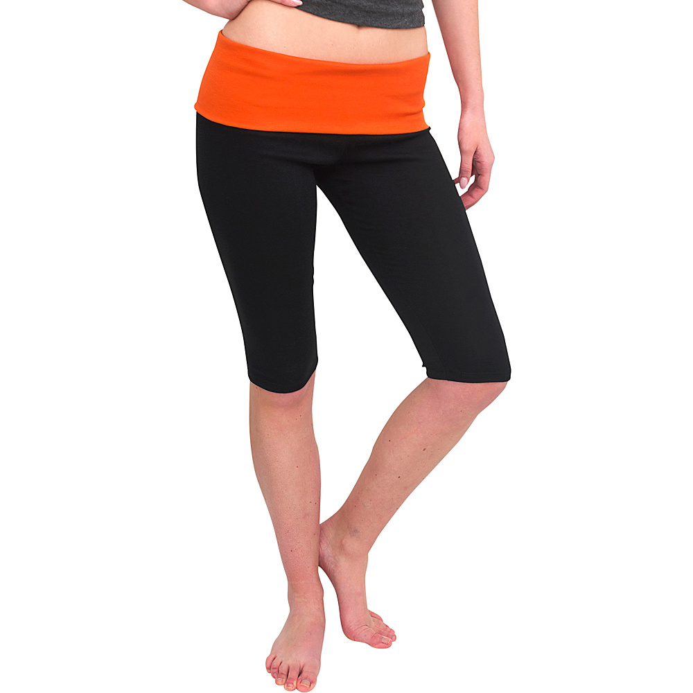 Magid Capri Length Flap Over Yoga Pants Black Orange Plus Size Magid Women s Apparel