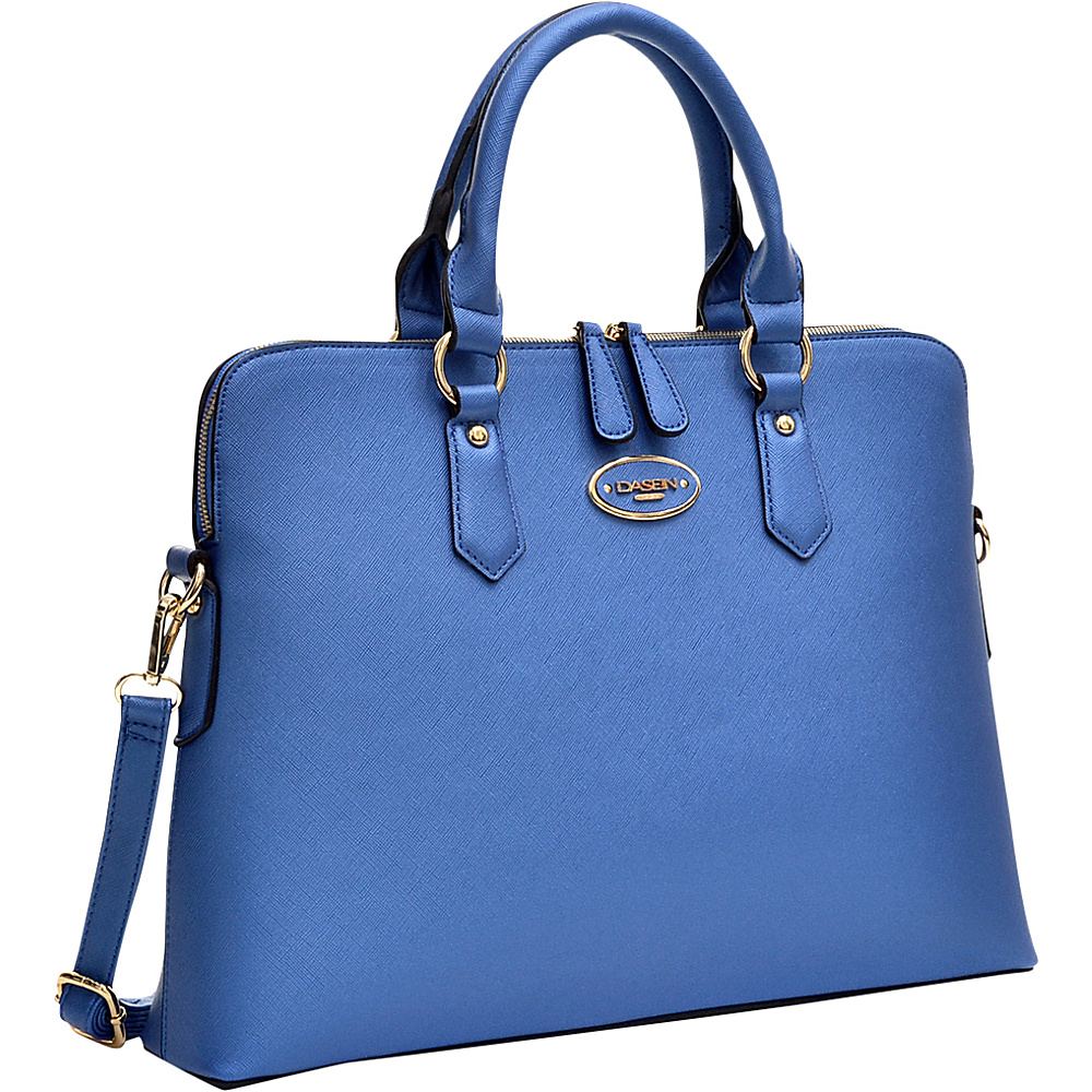 Dasein Slim Briefcase with Removable Shoulder Strap Blue Dasein Manmade Handbags