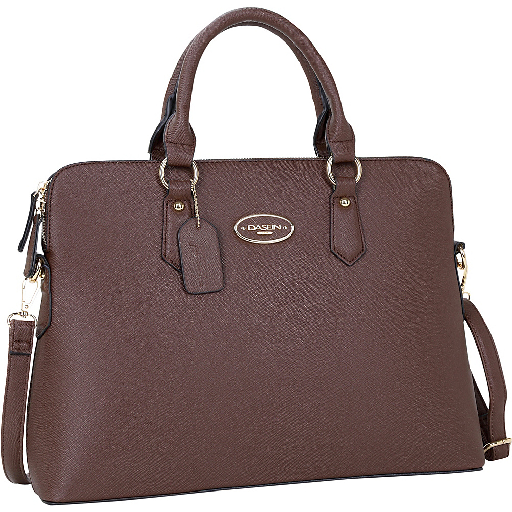 Dasein Slim Briefcase with Removable Shoulder Strap Dark Brown Dasein Manmade Handbags