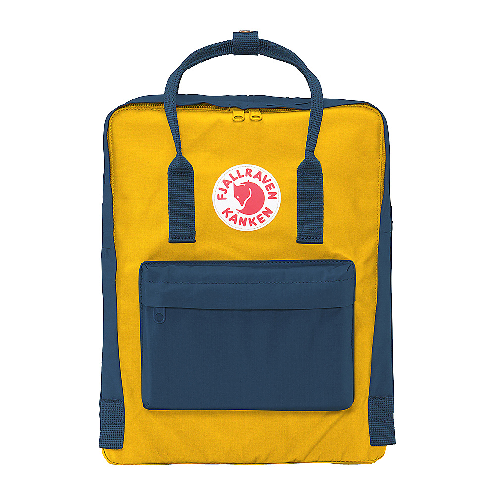 Fjallraven Kanken Backpack Navy Warm Yellow Fjallraven Everyday Backpacks