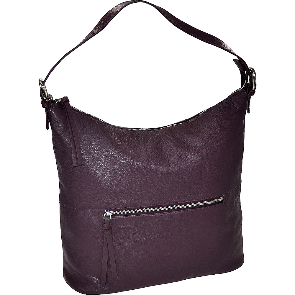 R R Collections Leather Top Zip Hobo Plum R R Collections Leather Handbags