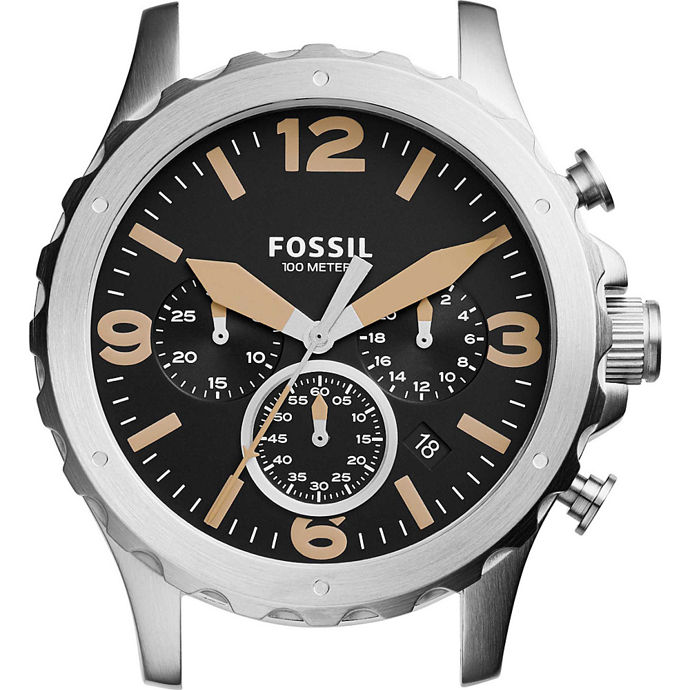 Fossil Nate Chronograph Stainless Steel 22mm Case Silver with Black Fossil Watches