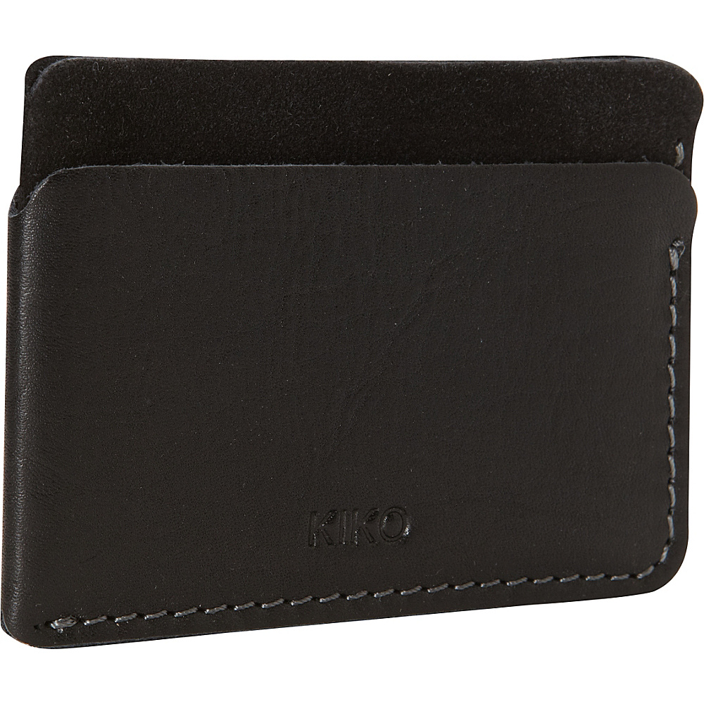 Kiko Leather Triple Pocket Card Case Black Kiko Leather Mens Wallets