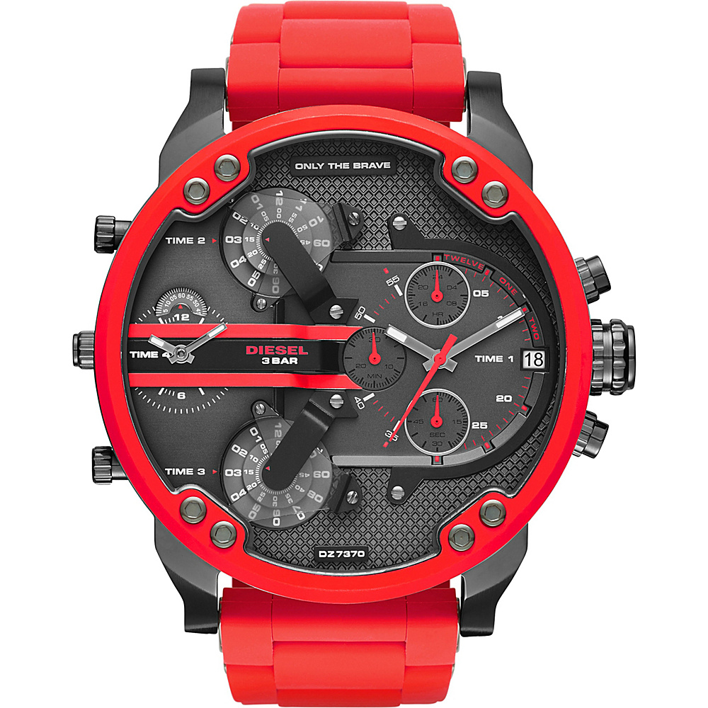 Diesel Watches Mr. Daddy 2.0 Two Hand Stainless Steel Watch Red Diesel Watches Watches