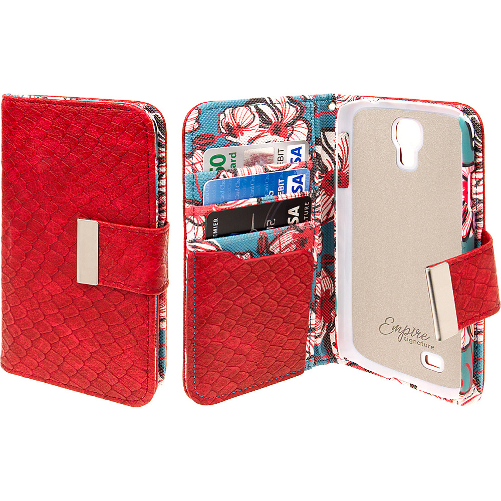 EMPIRE KLIX Klutch Designer Wallet Cases for Samsung Galaxy S4 Bold Teal Floral EMPIRE Electronic Cases
