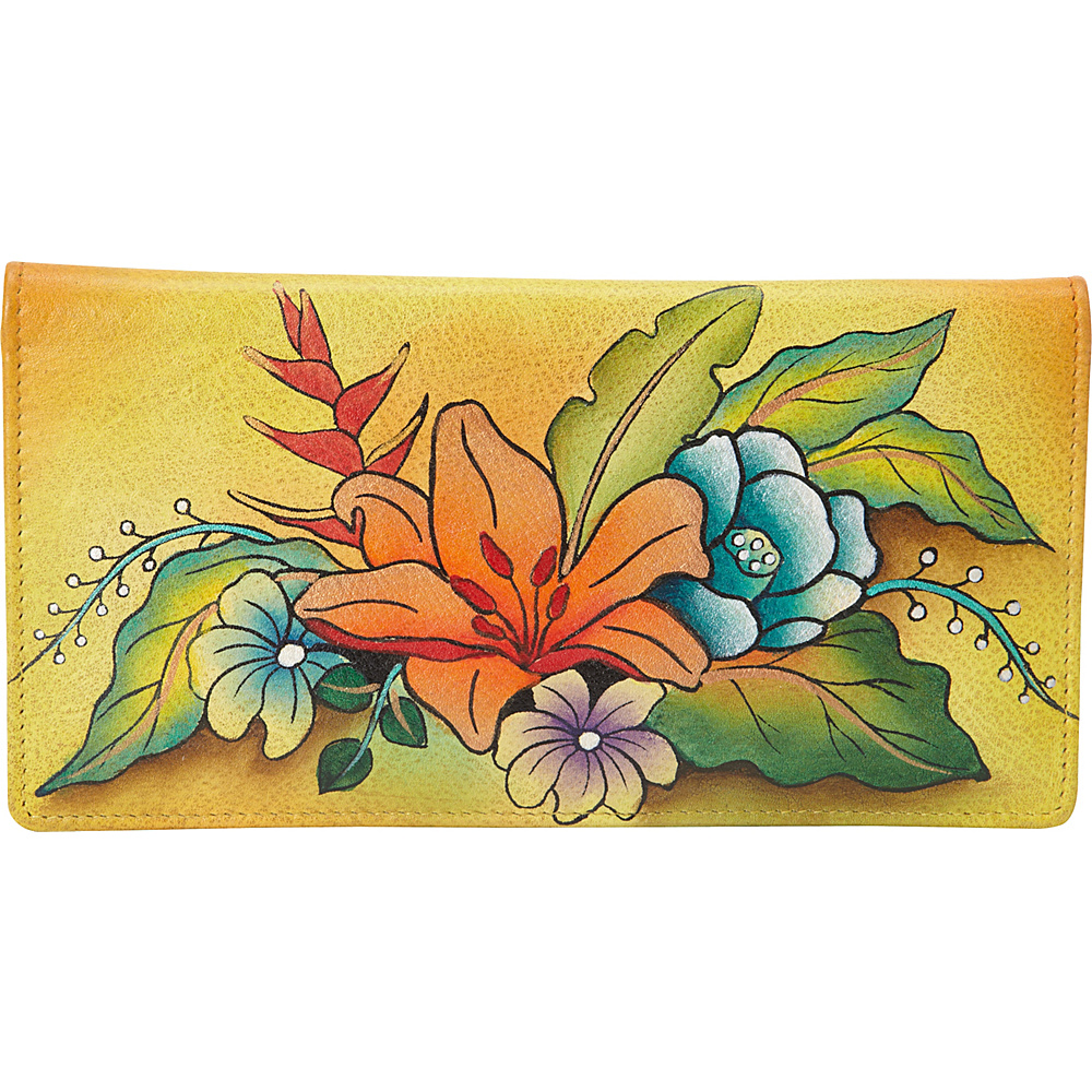 ANNA by Anuschka Hand Painted Ladies Two Fold Slim Wallet Tropical Bouquet Yellow ANNA by Anuschka Women s Wallets