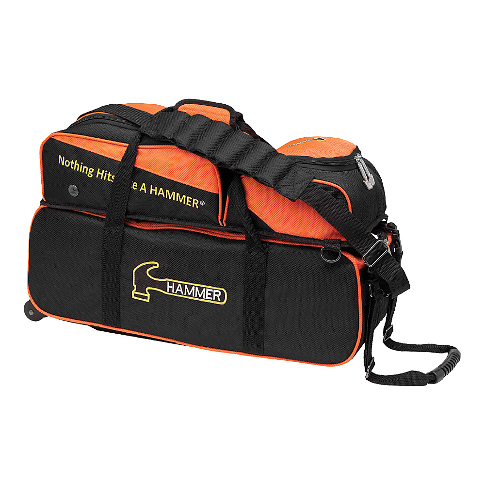 Hammer Triple Tote with Pouch Black Orange Hammer Bowling Bags