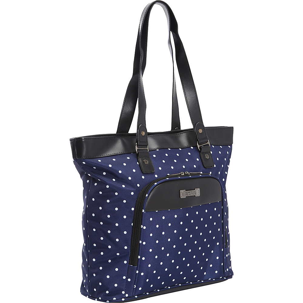 Kenneth Cole Reaction Dot Matrix Computer Shoppers Tote Navy White Polka Dot Kenneth Cole Reaction Luggage Totes and Satchels