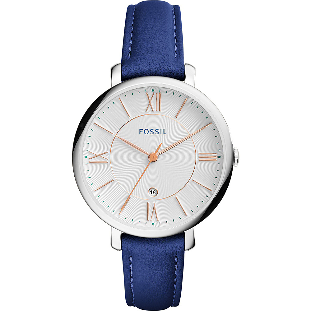 Fossil Jacqueline Date Leather Watch Blue Fossil Watches