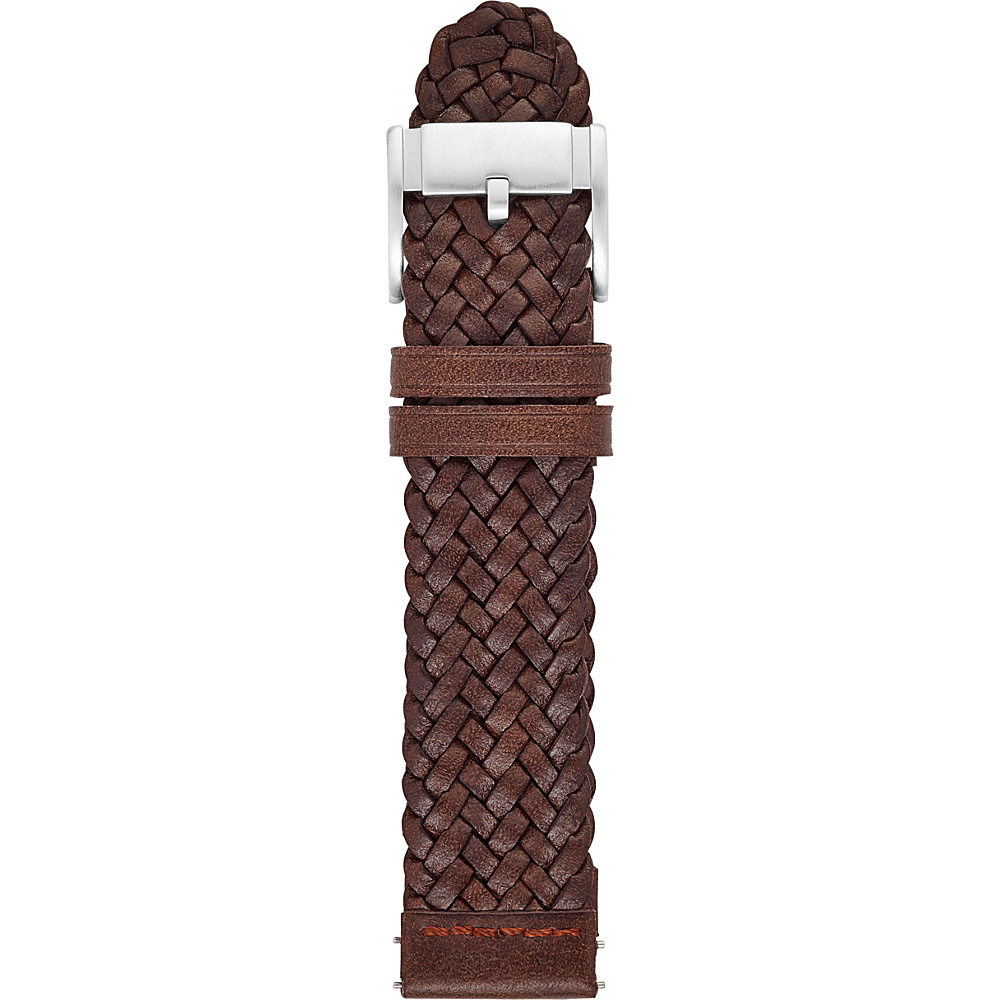 Fossil Leather 22mm Braided Watch Strap Brown Fossil Watches