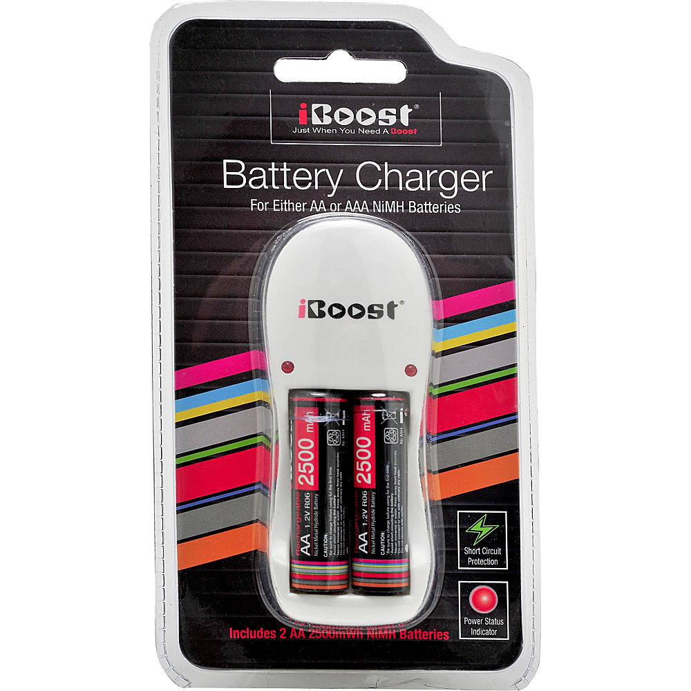 iBoost Battery Recharger For Aa Aaa Batteries Includes 2 Nicad Aa Rechargeable Batteries White iBoost Electronics