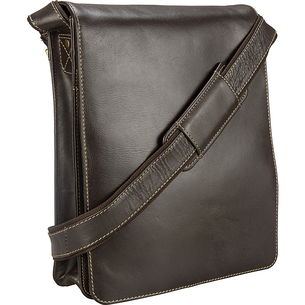 Visconti Organizer Messenger Bag In Distressed Leather Mocha Visconti Other Men s Bags