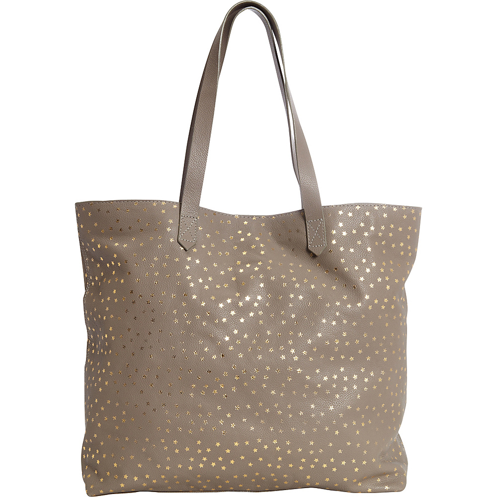 Clava Leather Tote with Gold Foil Stars Grey with Gold Clava Leather Handbags