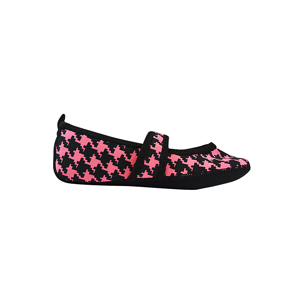 NuFoot Betsy Lou Travel Slipper Patterns M Black amp; Pink Hounds Tooth Medium NuFoot Women s Footwear