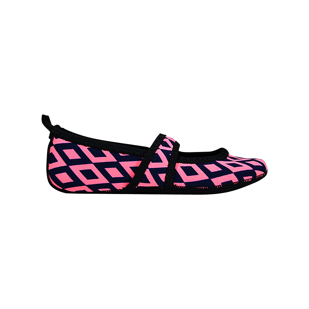 NuFoot Betsy Lou Travel Slipper Patterns S Black amp; Pink Retro Small NuFoot Women s Footwear