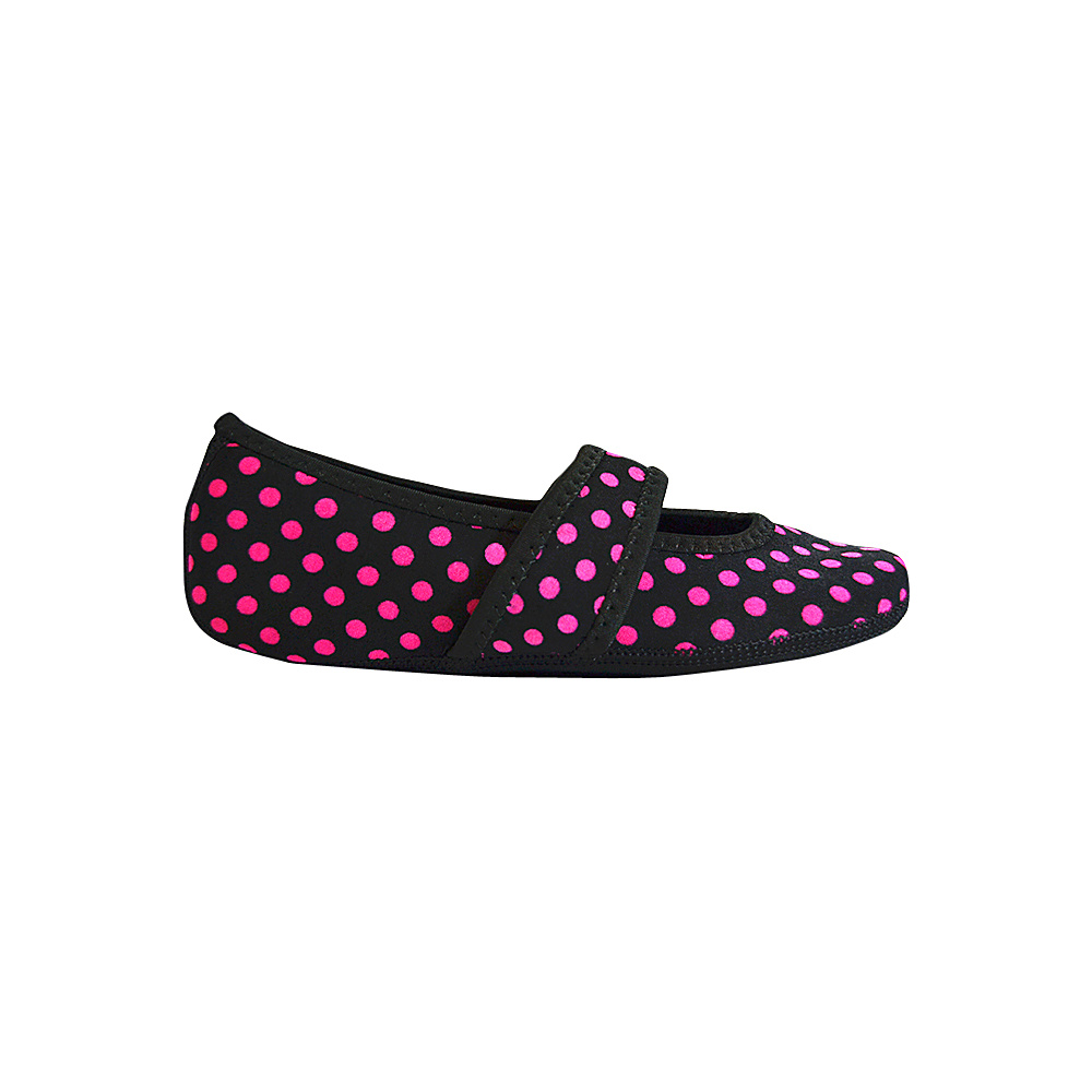 NuFoot Betsy Lou Travel Slipper Patterns XL Black amp; Pink Polka Dot Extra Large NuFoot Women s Footwear
