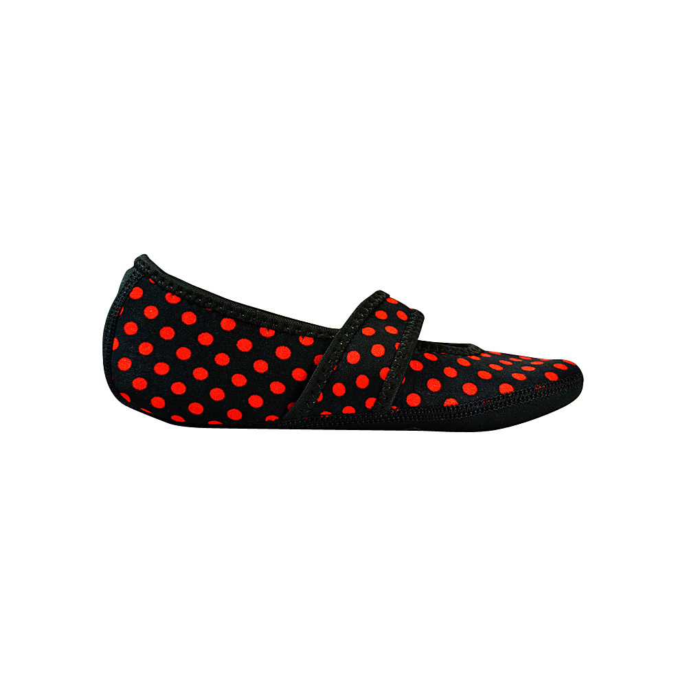 NuFoot Betsy Lou Travel Slipper Patterns S Black amp; Red Polka Dot Small NuFoot Women s Footwear