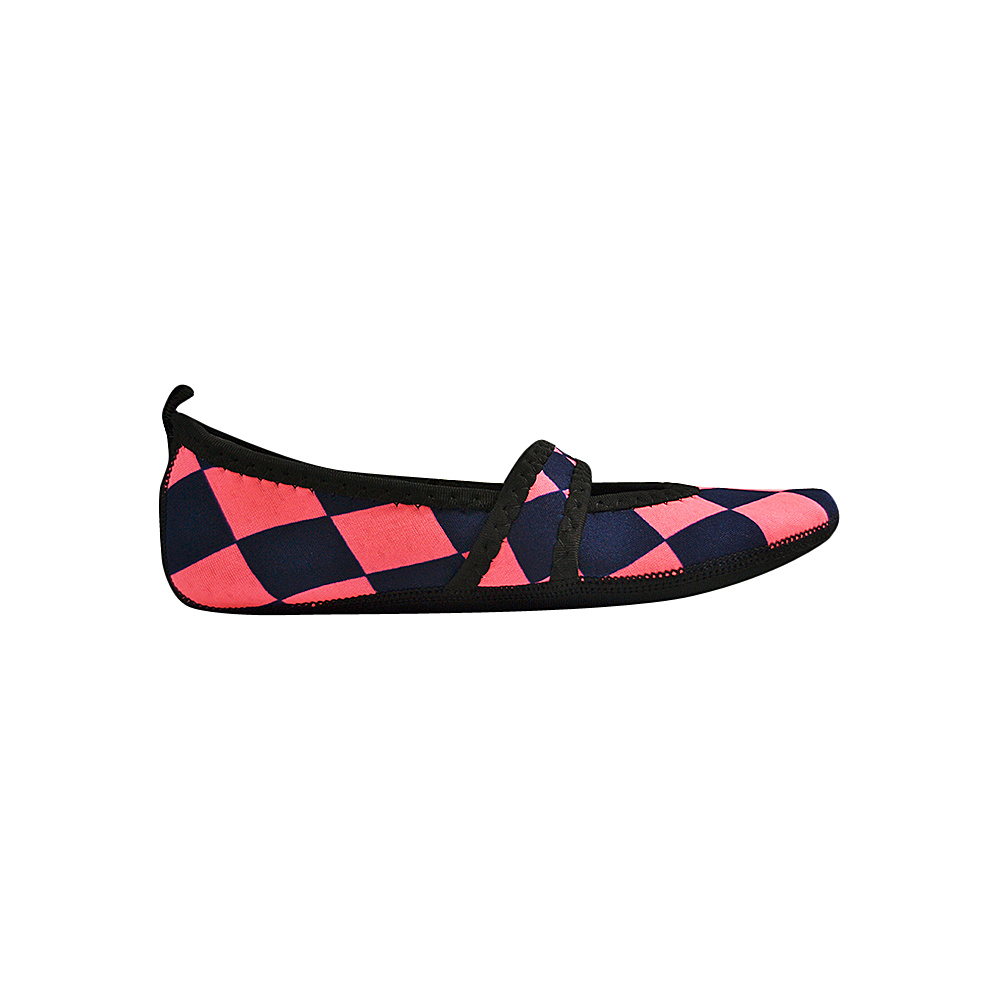 NuFoot Betsy Lou Travel Slipper Patterns S Black amp; Pink Checkers Small NuFoot Women s Footwear