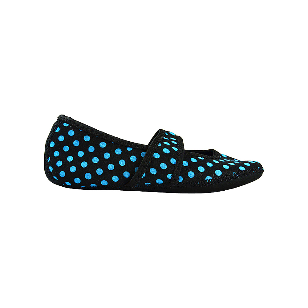 NuFoot Betsy Lou Travel Slipper Patterns S Black amp; Blue Polka Dot Small NuFoot Women s Footwear