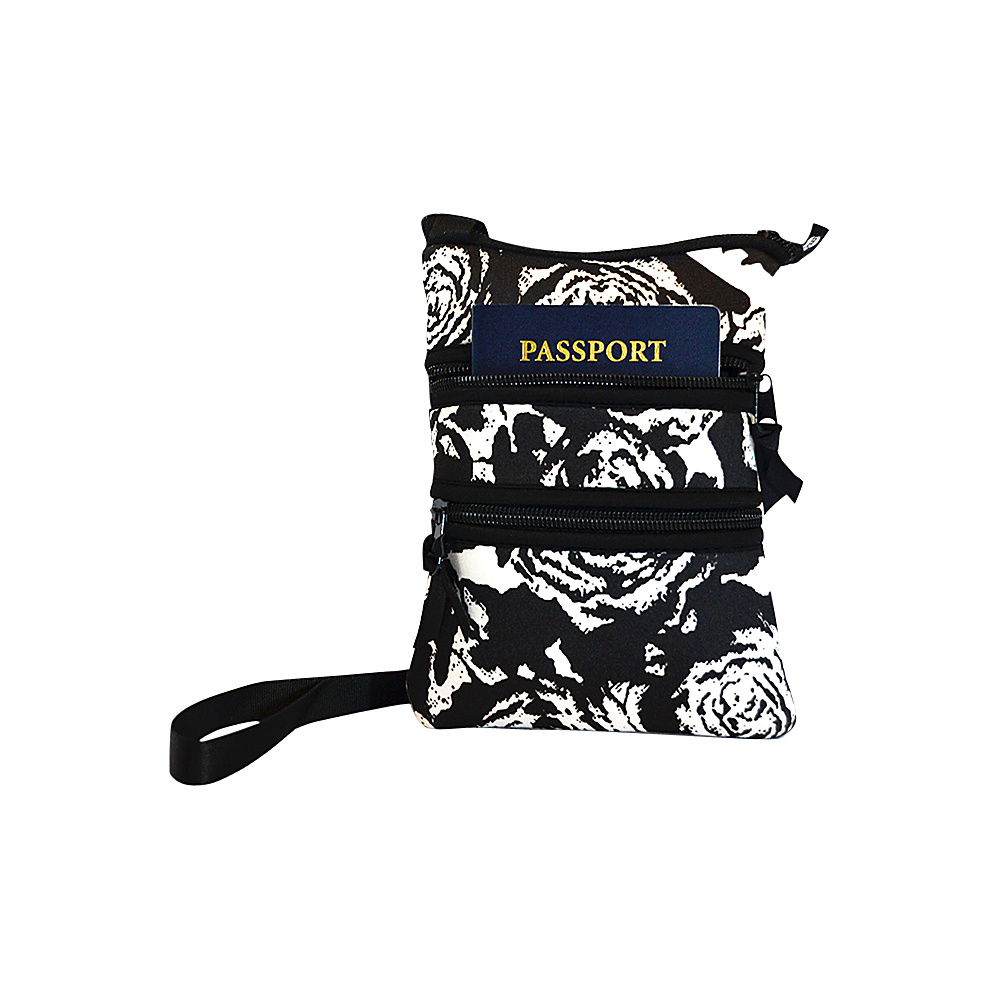 NuFoot NuPouch Passport Slings Black amp; White Roses NuFoot Travel Wallets