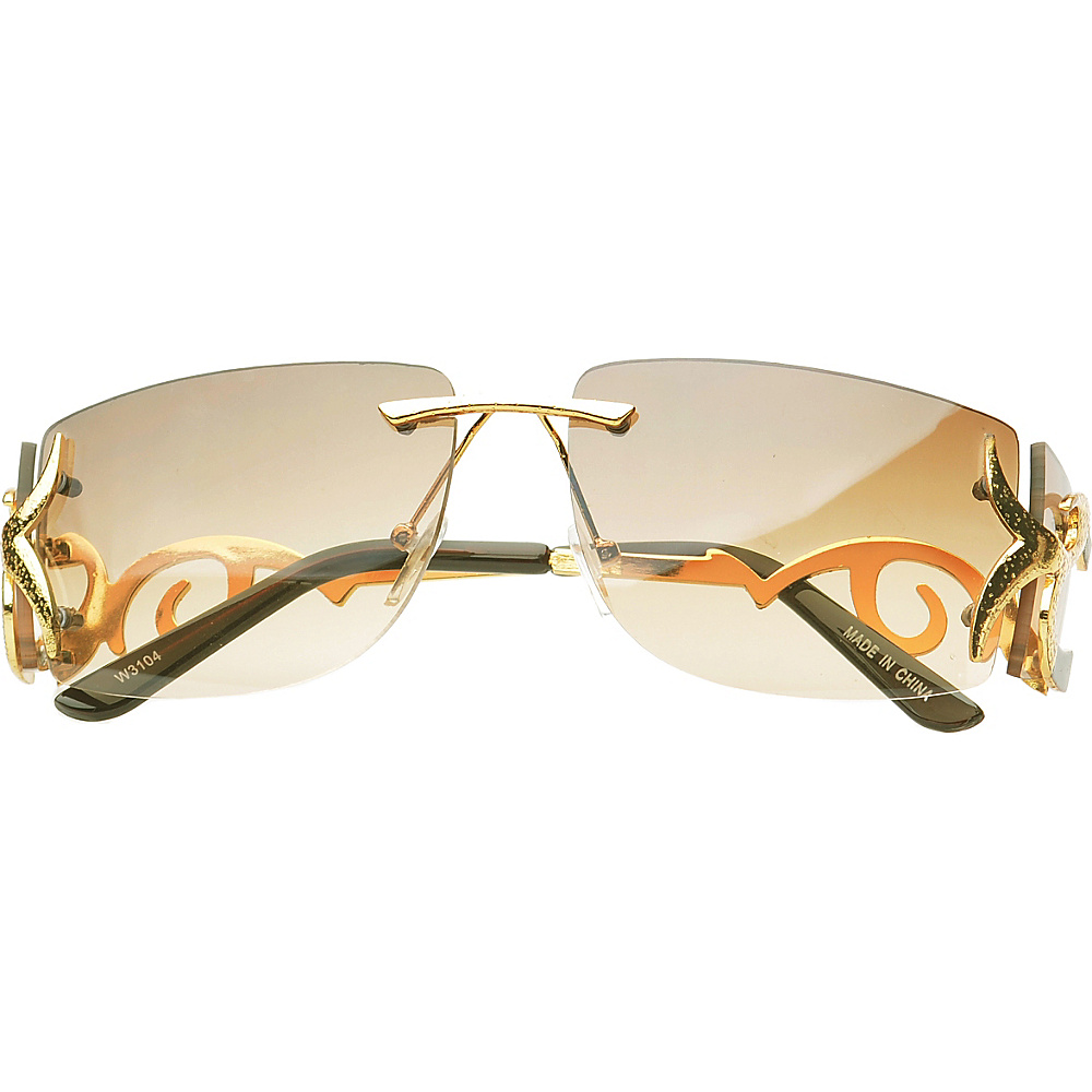 SW Global Eyewear Cassia Rimless Rectangle Fashion Sunglasses Brown SW Global Sunglasses
