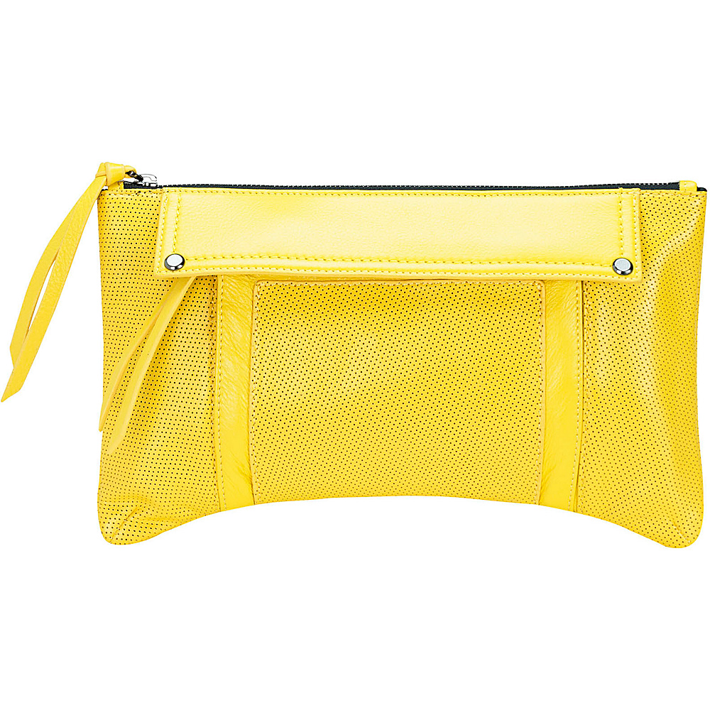 MOFE Kismet Clutch Yellow Gunmetal Hardware MOFE Leather Handbags