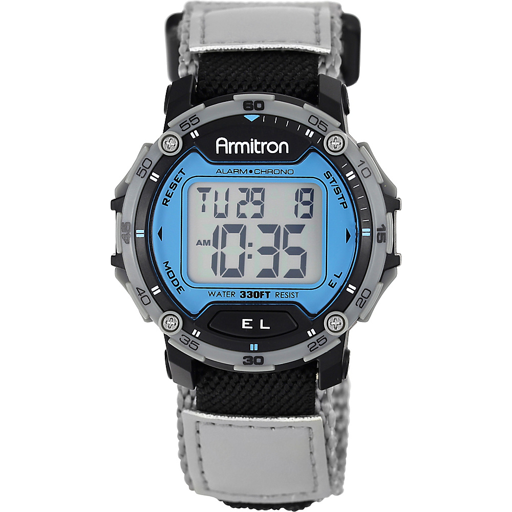 Armitron Sport Mens Grey Velcro Strap Digital Chronograph Watch Blue Armitron Watches