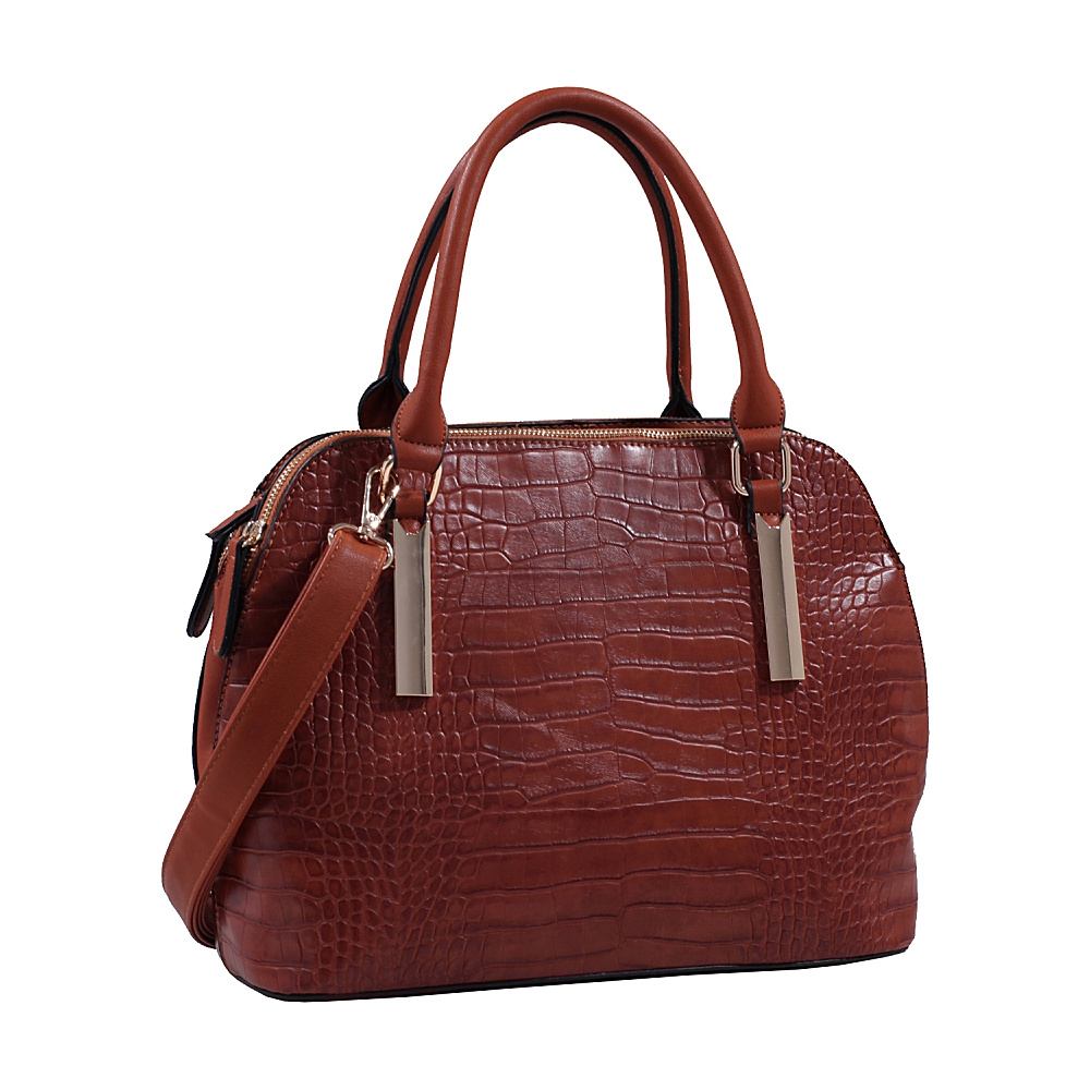 MKF Collection Caroline Croco Structured Satchel Brown MKF Collection Manmade Handbags