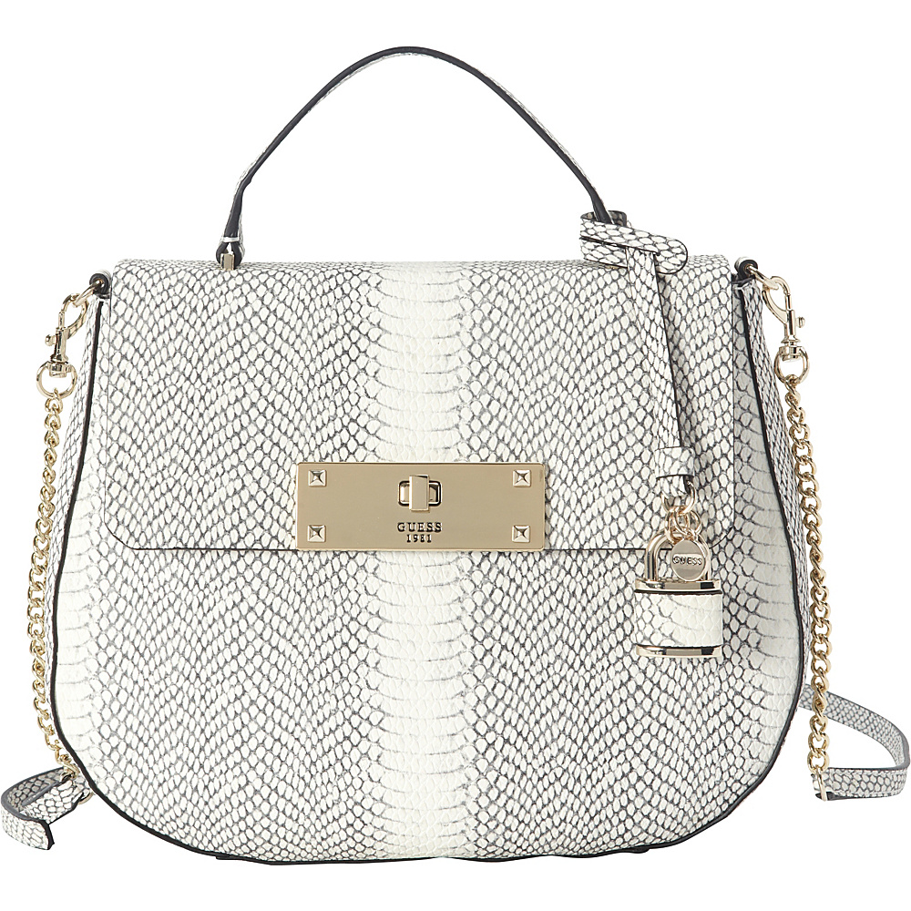 GUESS Kyra Top Handle Flap Python GUESS Manmade Handbags