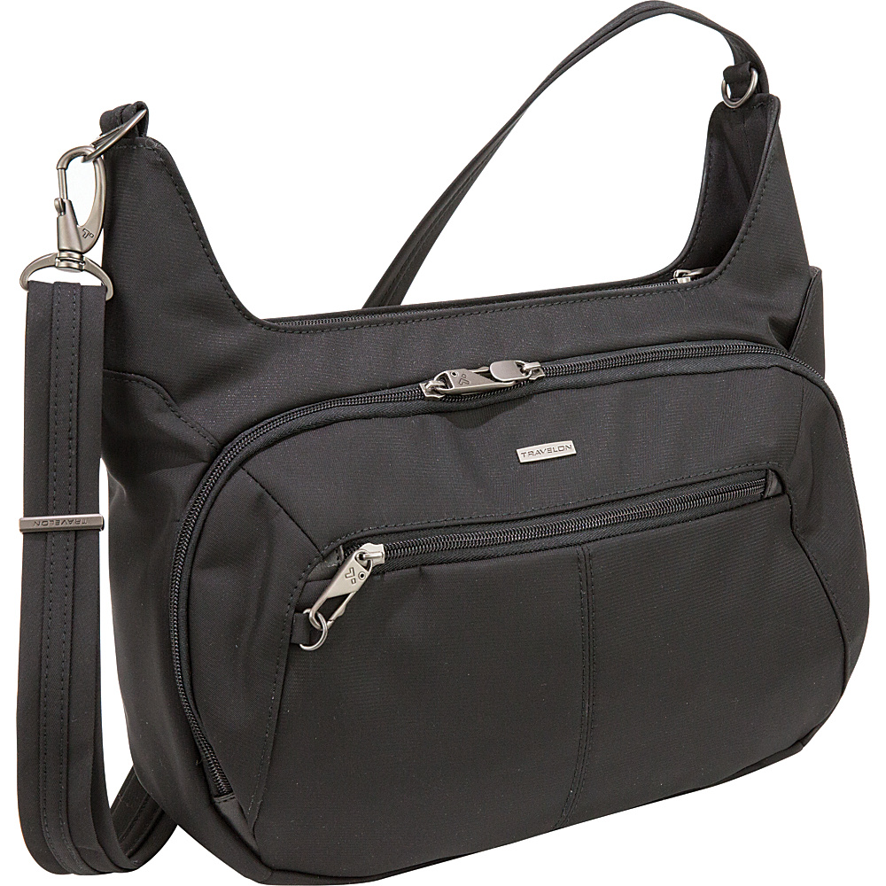 Travelon Anti Theft Concealed Carry Hobo Black Grey Interior Travelon Fabric Handbags