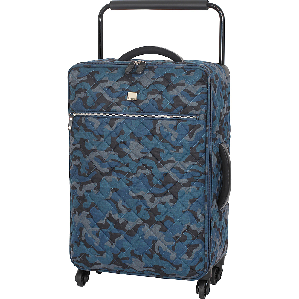 it luggage World s Lightest Quilted Camo 25.8 inch 4 Wheel Spinner Legion Blue Camo Print it luggage Large Rolling Luggage