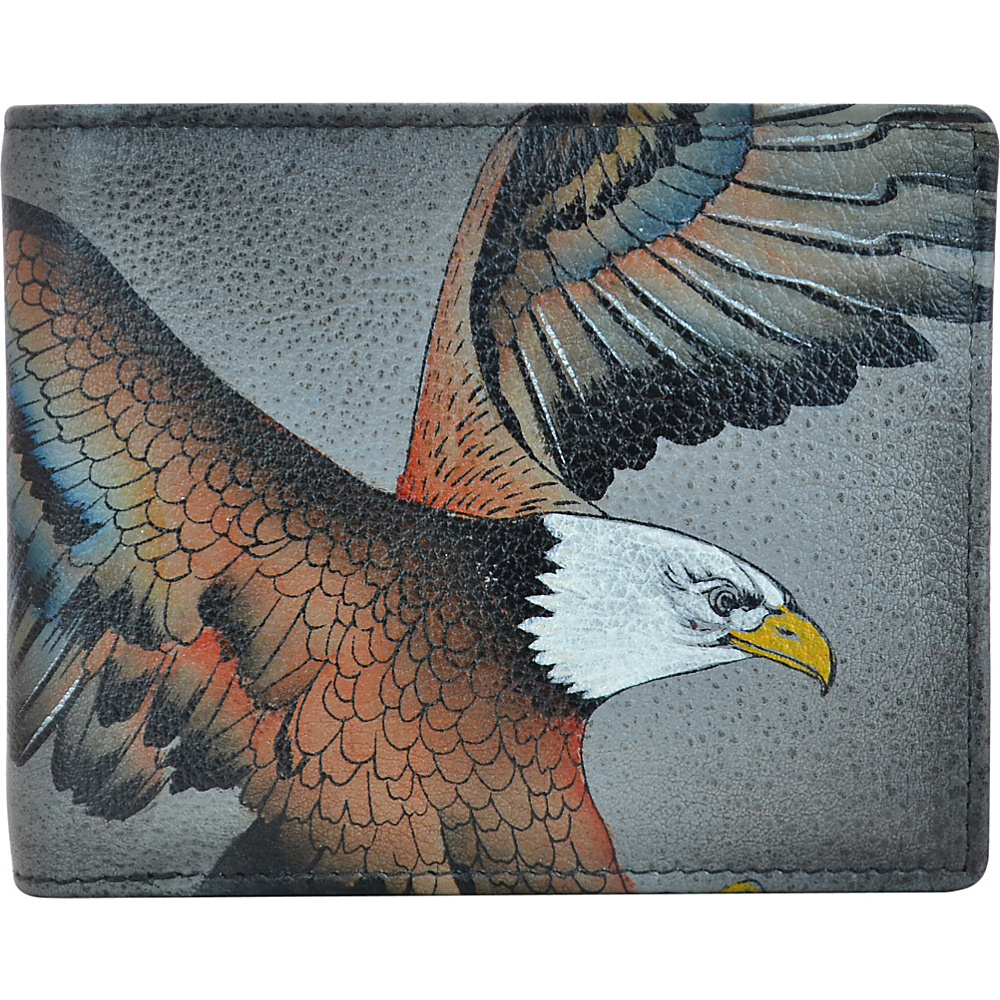 Anuschka Hand Painted Leather Two Fold Men s RFID Wallet American Eagle Anuschka Men s Wallets