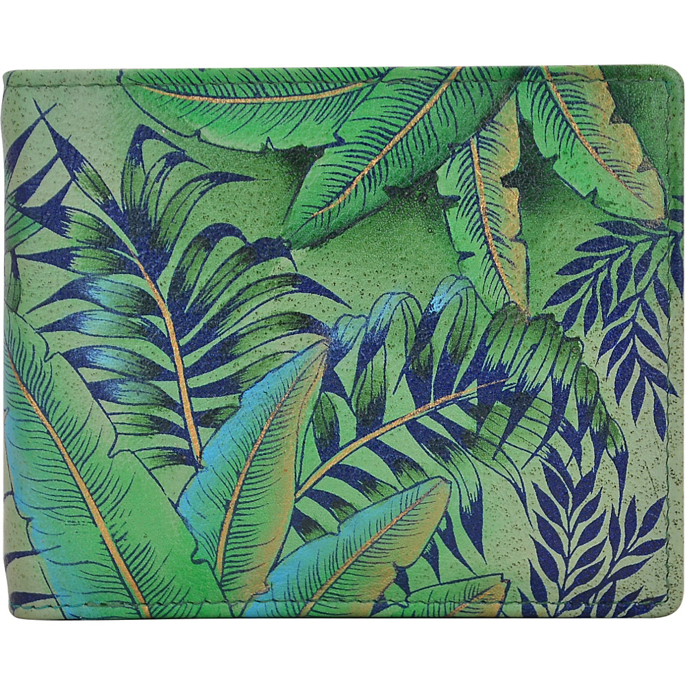 Anuschka Hand Painted Leather Two Fold Men s RFID Wallet Tropical Island Anuschka Mens Wallets