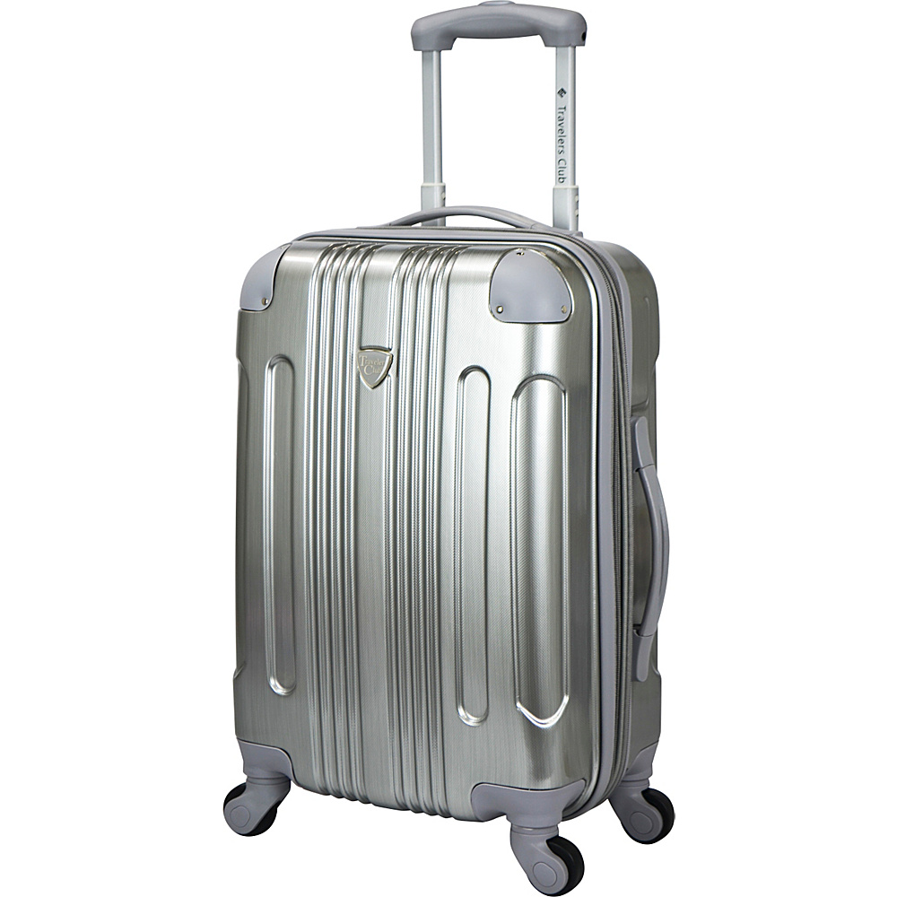 Travelers Club Luggage Polaris 20 Metallic Hardside Expandable Carry On Spinner Silver Travelers Club Luggage Hardside Carry On