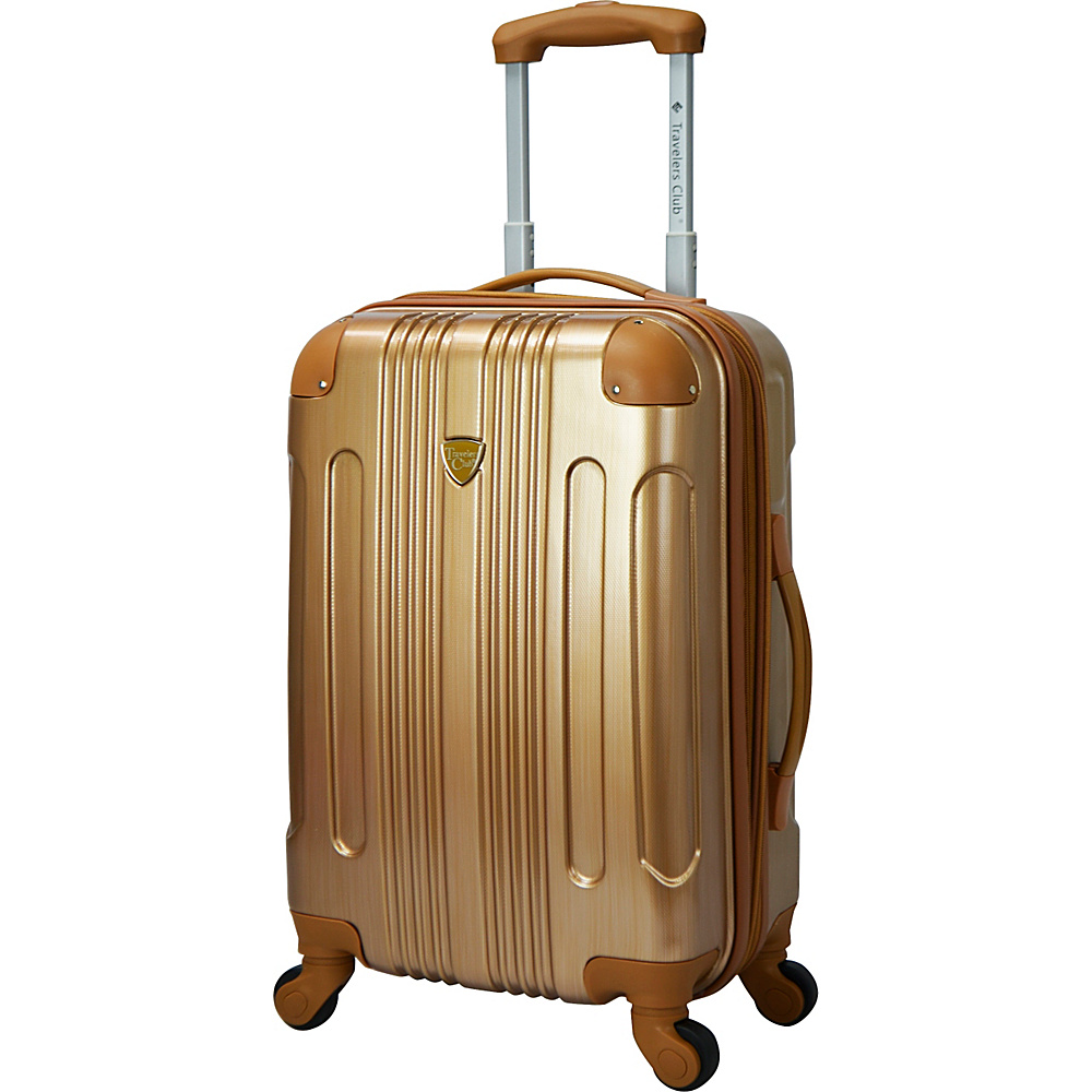 Travelers Club Luggage Polaris 20 Metallic Hardside Expandable Carry On Spinner Pale Gold Travelers Club Luggage Hardside Carry On
