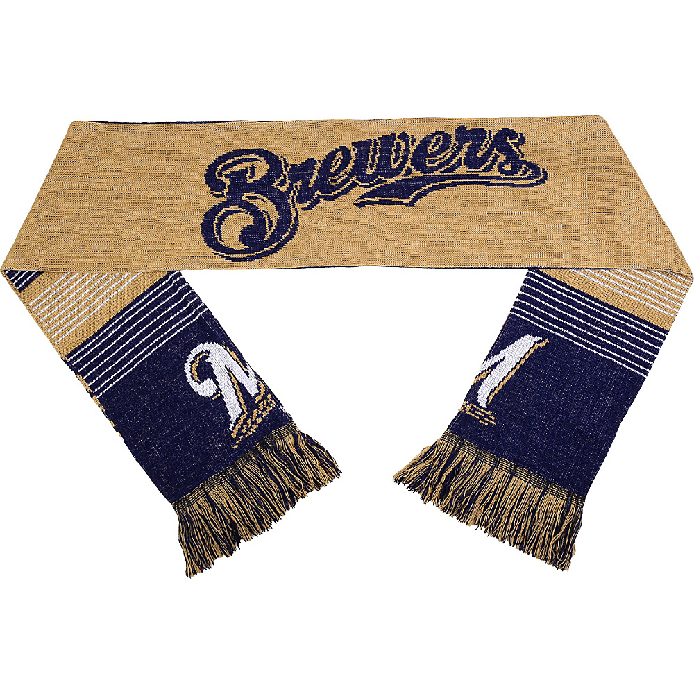 Forever Collectibles MLB Reversible Split Logo Scarf Blue Milwaukee Brewers Forever Collectibles Hats Gloves Scarves