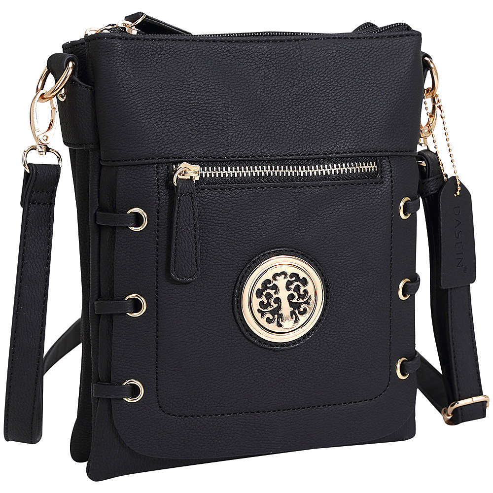 Dasein Gold Tone Bow Messenger Bag Black Dasein Manmade Handbags