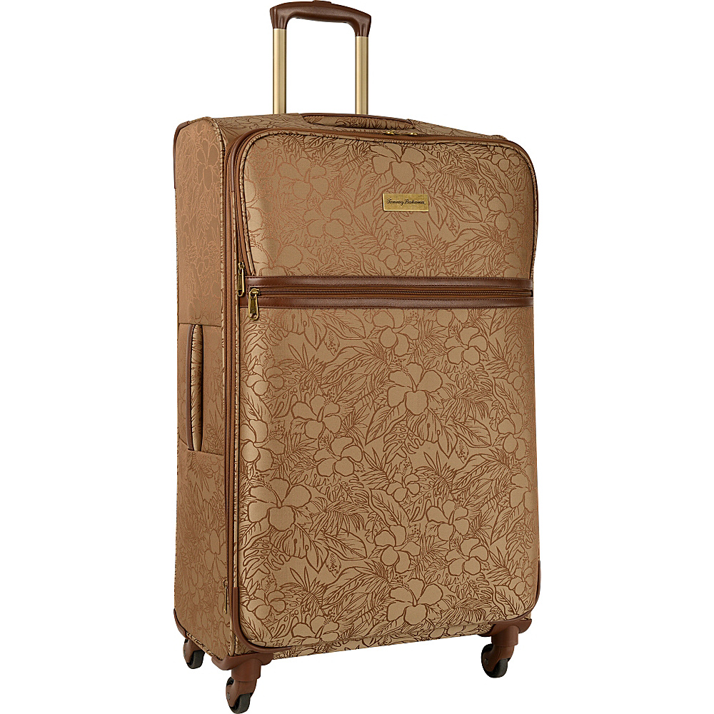 Tommy Bahama Mahalo 29 Expandable Spinner Suitcase Brown Tan Hibiscus Tommy Bahama Softside Checked