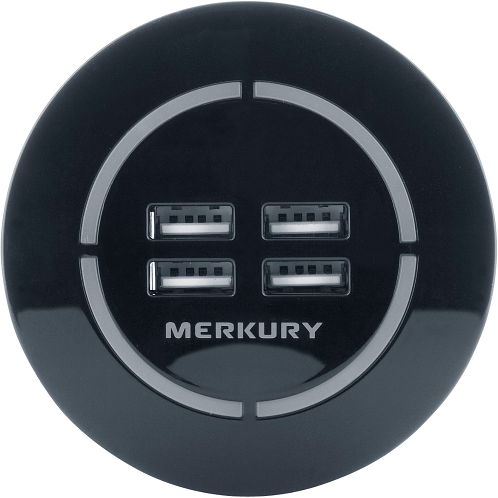 Merkury Innovations Quad 4.2 Amp 4 Port USB Charger with Smart Charging Black Merkury Innovations Electronics