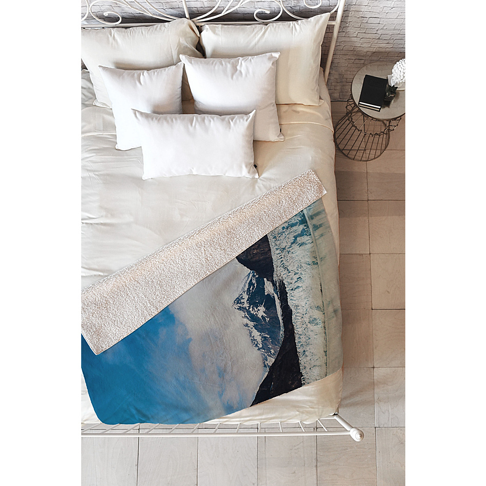 DENY Designs Leah Flores Sherpa Fleece Blanket Sky Blue Glacier Bay National Park DENY Designs Travel Pillows Blankets