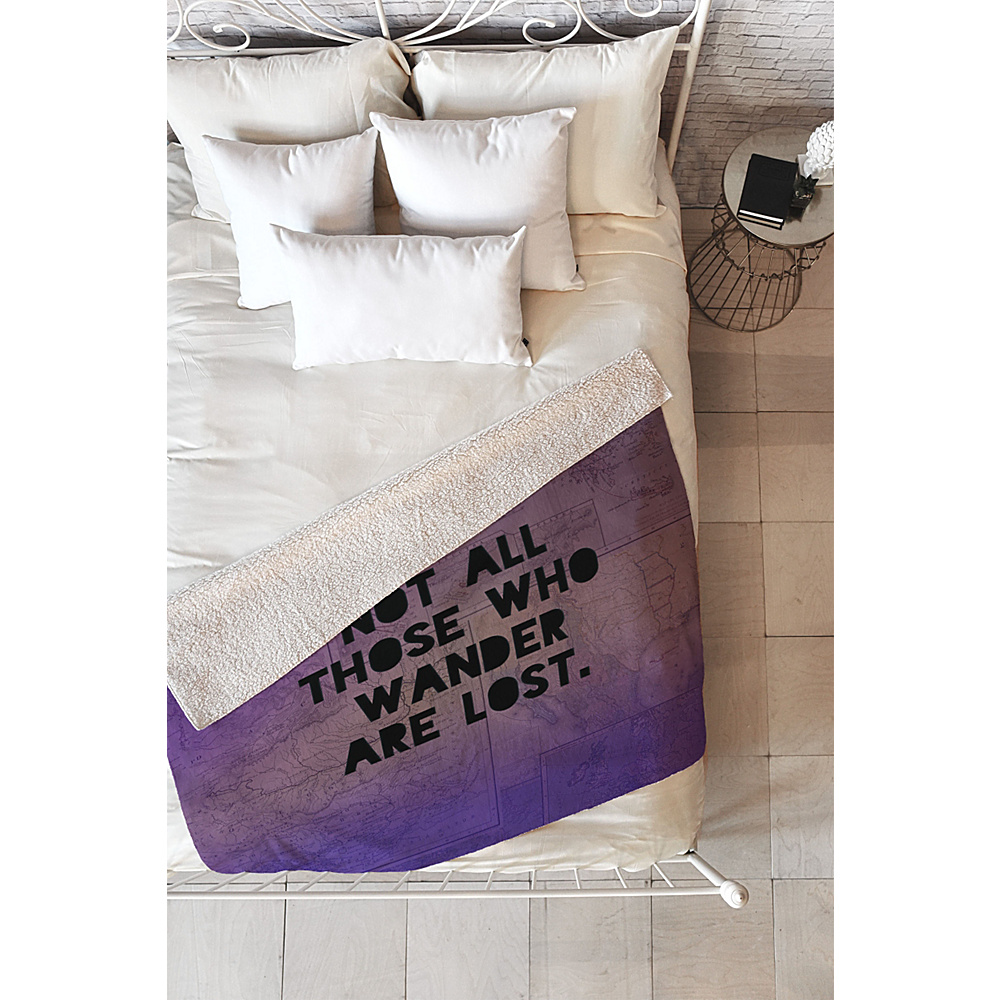 DENY Designs Leah Flores Sherpa Fleece Blanket Deep Purple Those Who Wander DENY Designs Travel Pillows Blankets