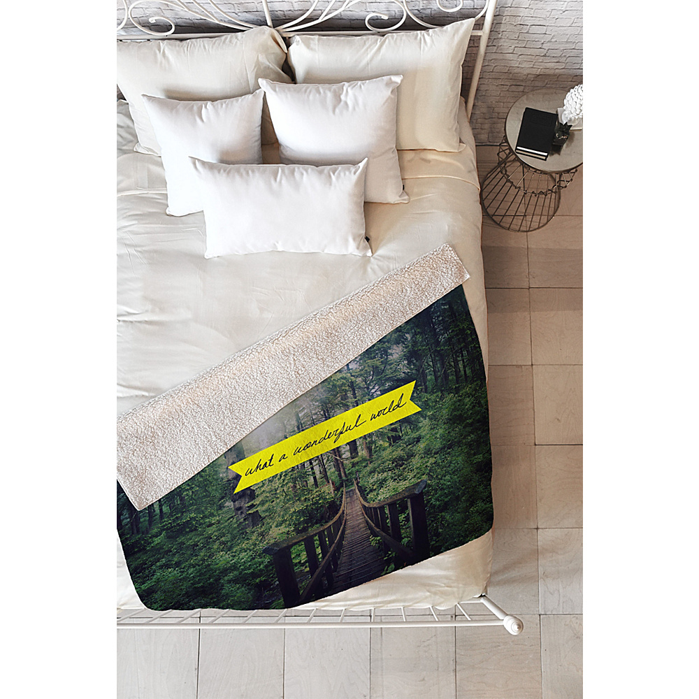 DENY Designs Leah Flores Sherpa Fleece Blanket Forest Green What a Wonderful World DENY Designs Travel Pillows Blankets