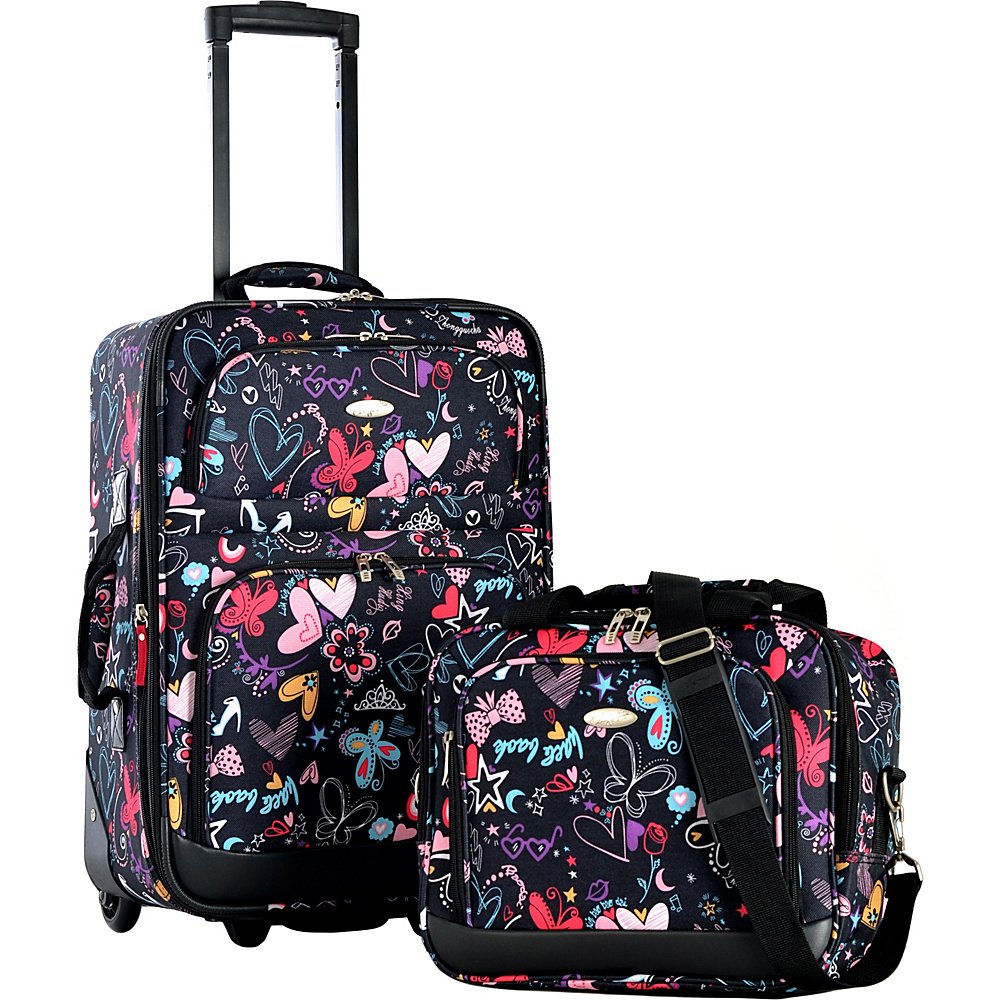 Olympia Lets Travel 2 Piece Carry On Luggage Set Butterly Print Olympia Luggage Sets